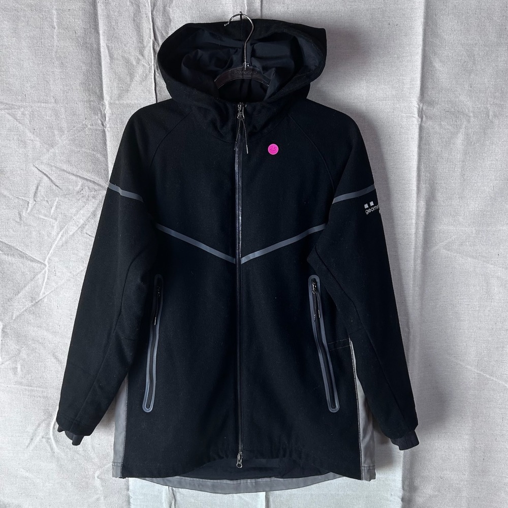Nike Wool‎ Windrunner Hooded Jacket Black Grey Wool Blend Parka Womens Medium